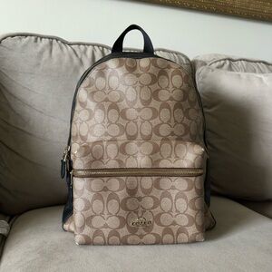 Coach Brown and Black Signature Backpack